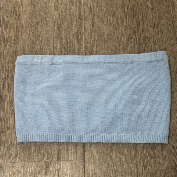 West Of Melrose Light Blue Knit Tube Top - Picture 1 of 3